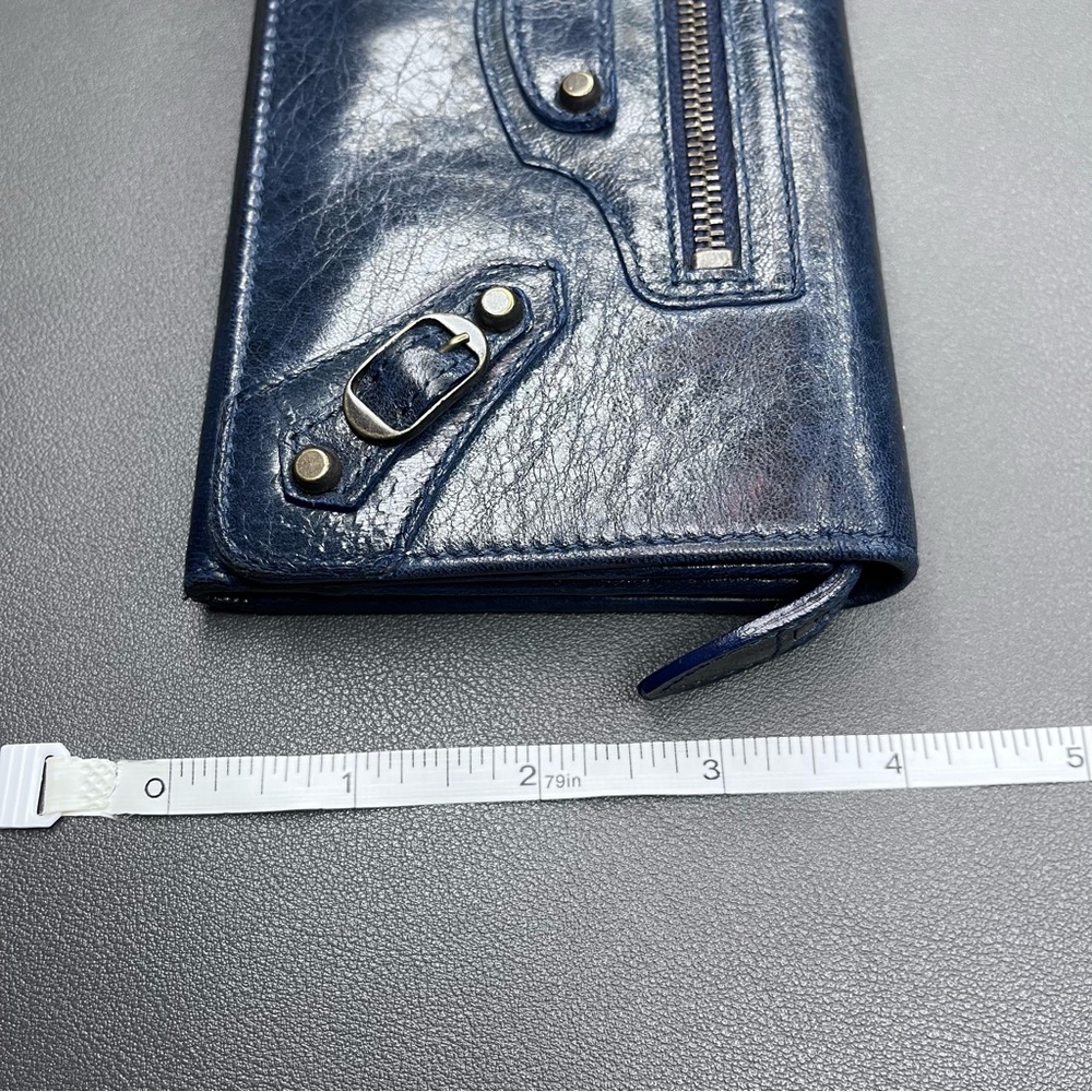 📌SOLD📌Balenciaga Navy Blue Leather Wallet With Dustbag - Picture 7 of 16